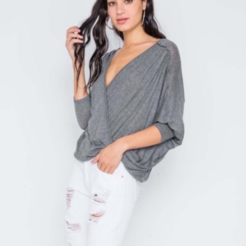Grey Mid Long Sleeve Grey Top